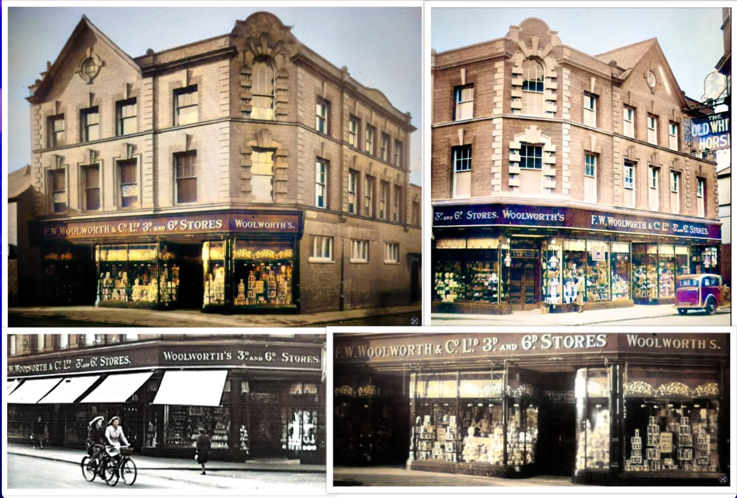 Historical photos of the front of the building