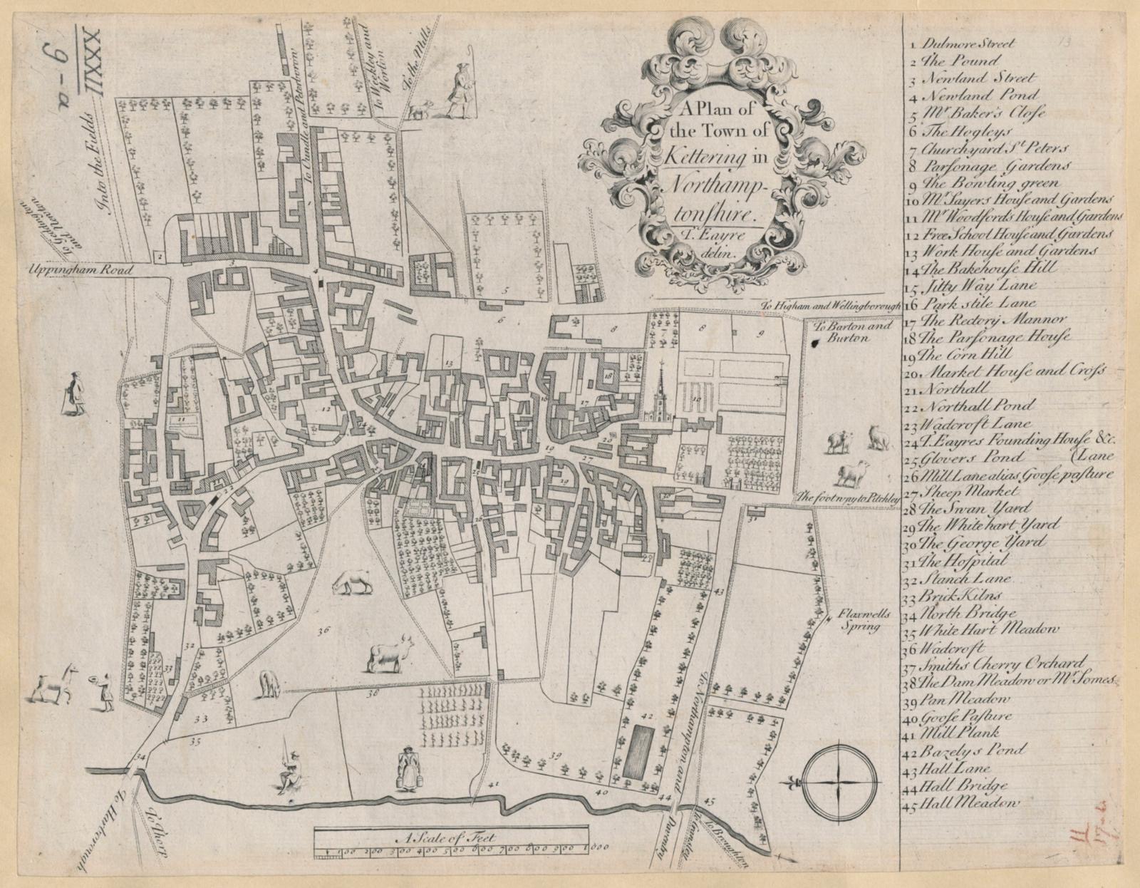 Photo of the map of Kettering created by Thomas Eayre
